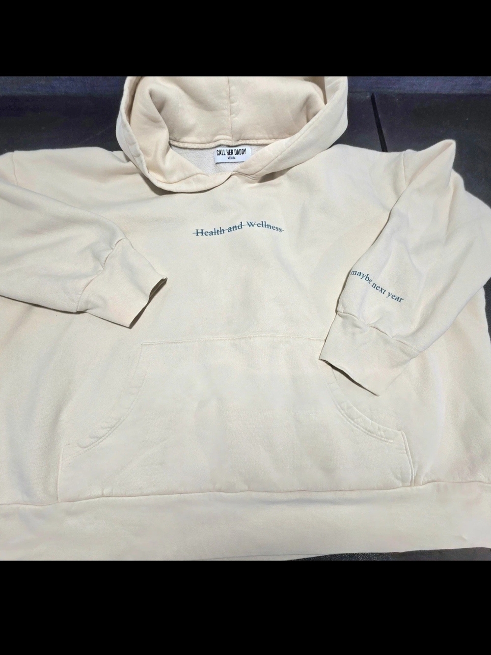 CALL HER DADDY Cream 'Health and Wellness' Hoodie